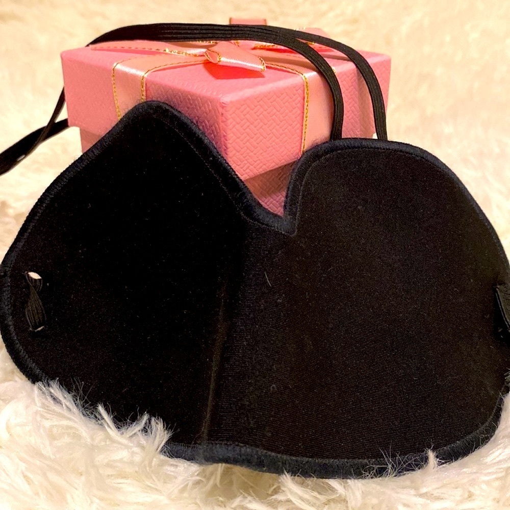 BLACK BLINDFOLD EYE SLEEP MASK STIFF MASK with SLIM DOUBLE ELASTIC NWOT